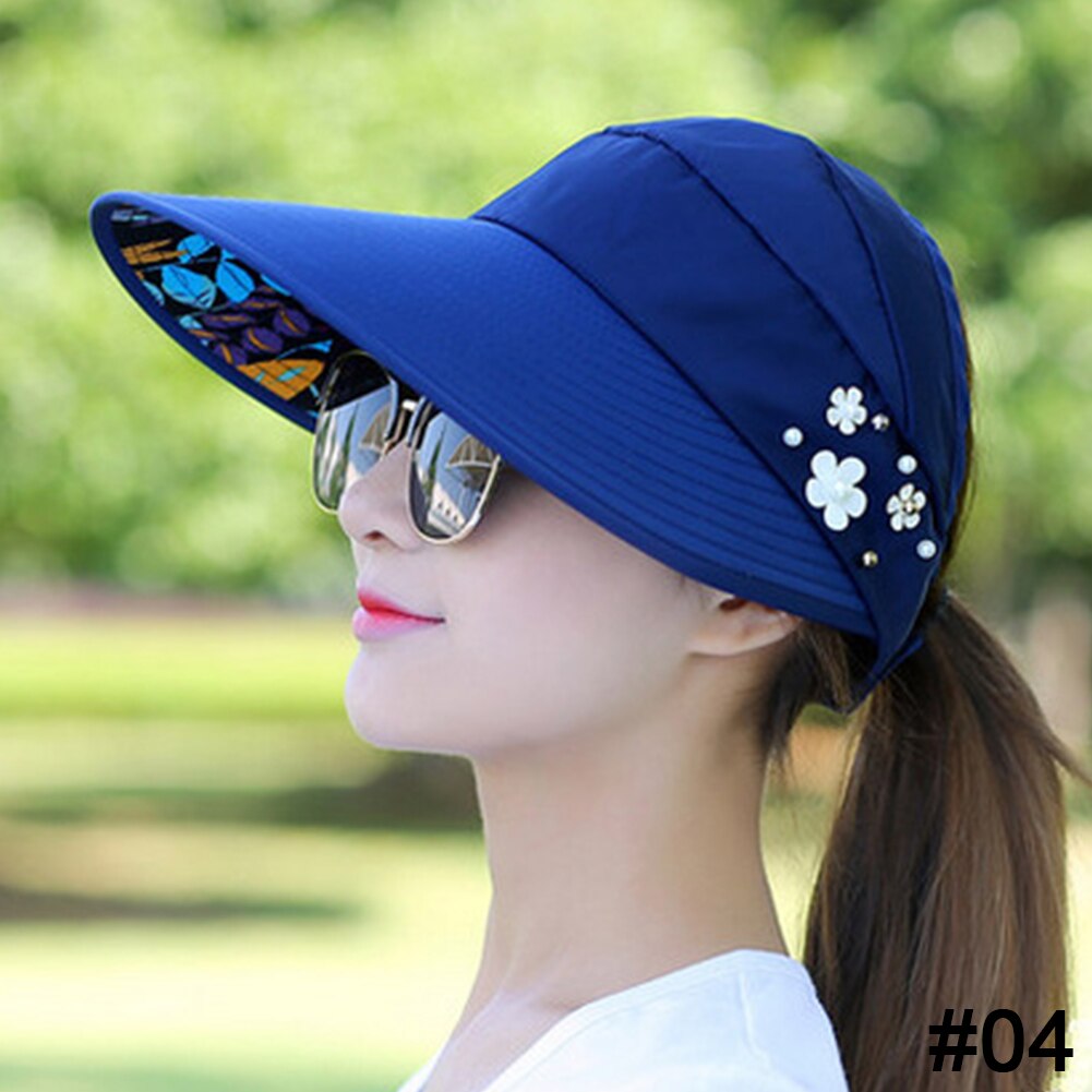 Zon Hoeden Voor Vrouwen Vizieren Hoed Vissen Fisher Strand Hoed Uv Bescherming Cap Zwart Casual Womens Zomer Caps Paardenstaart Breed rand Hoed: MULTI