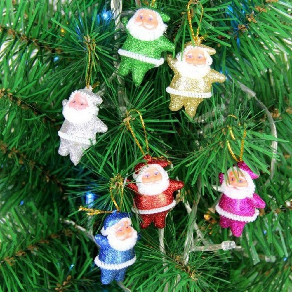 Adornos colgantes de Papá Noel de 5-7cm, 6/12 Uds., para árbol de Navidad, Año , carnaval, , escuela, Hotel, decoración de guardería