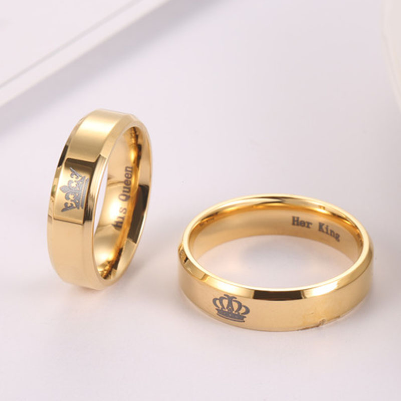 6mm gouden ringen haar koningin haar koning sieraden dating voor koppels roestvrij staal vrouwen en mannen