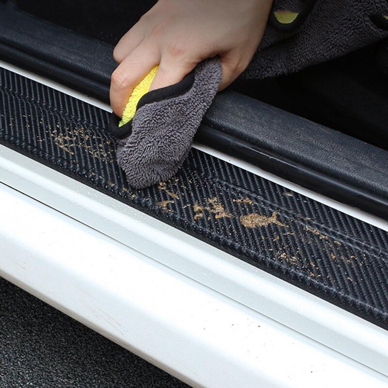 4 stk / sæt universal bil styling klistermærke 3d kulfiber dørkarm scuff plade beskytter dørkarme beskytter biltilbehør