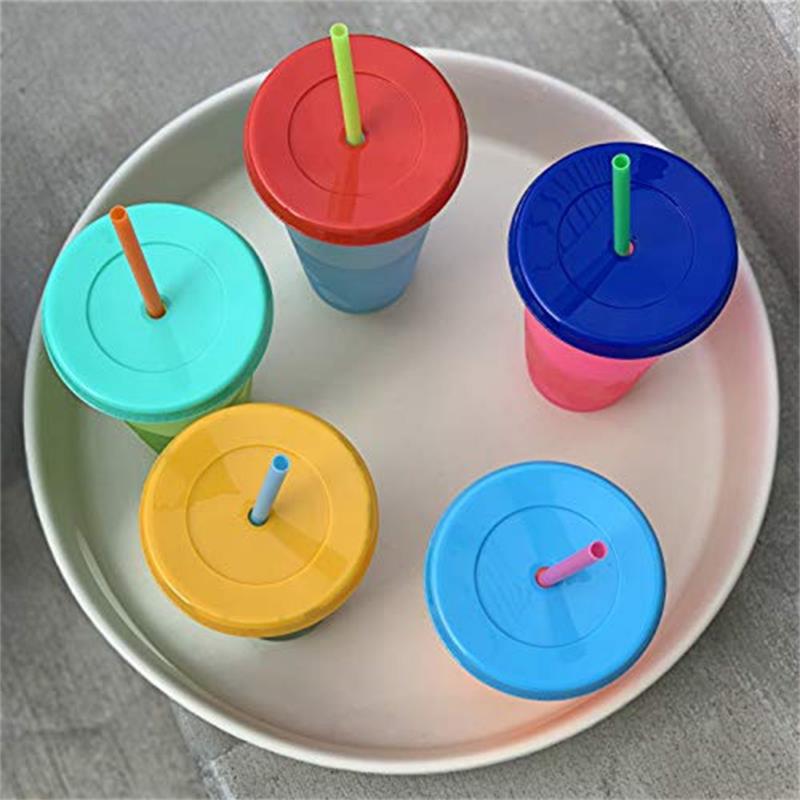 1pc 710ml plast temperatur ändrar färg kopp färgglada kallvatten färgförändrande kaffekopp mugg vattenflaskor med lock/sugrör