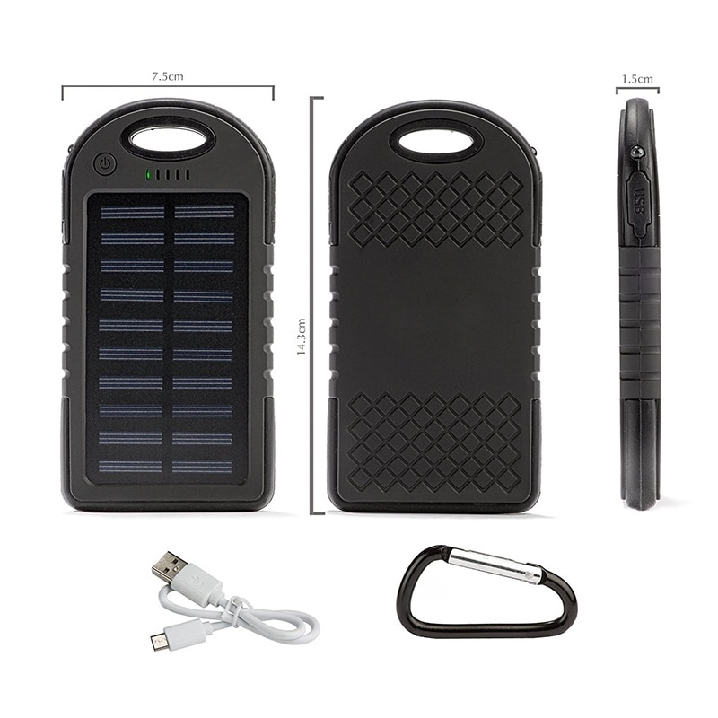 Universal solar power bank 5000mah Portable Waterproof Solar charger Dual-USB Solar battery Charger for iphone samsung all phone