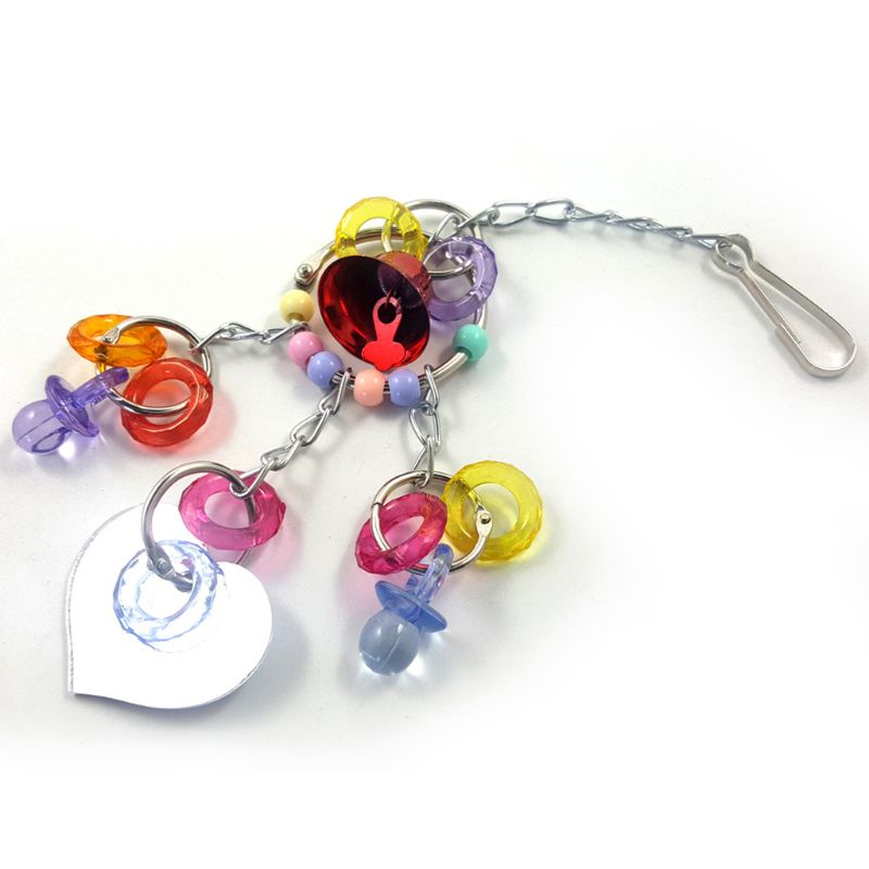 Bird Toy Pet Parrot Cage Toys Hanging Bird Chew Toys Mirror with Bell