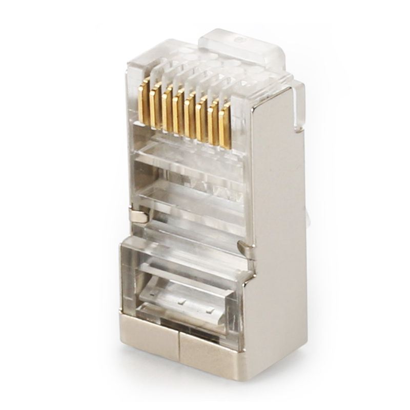 Shielded RJ45 Connector CAT5E CAT6 Crimp Ethernet Connector STP 8P8C Modular Crystal Head Plugs 100 Pieces