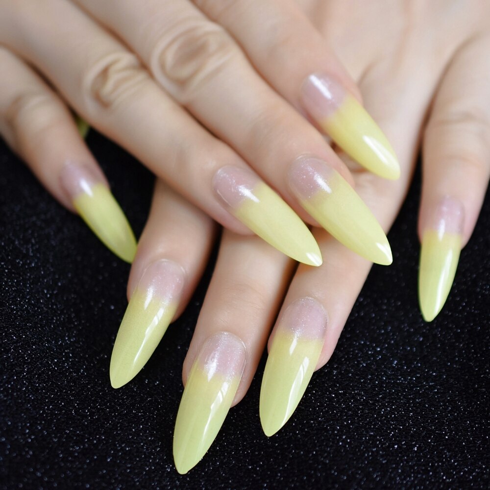 Black Glitter Shimmer False Nails Extra Long Pointed Ladies Faux Ongles Party Beautiful Decorated 24: L5258