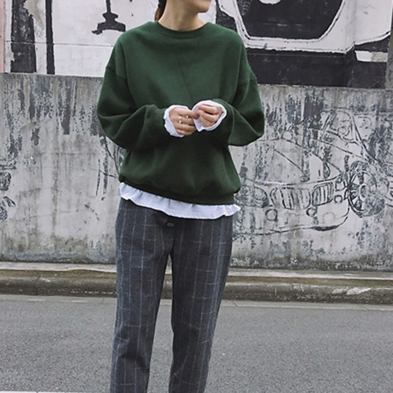 Kvinder bukselommer plaid kvinder løs afslappet kvindelige højtaljede bukser kvinder koreansk stil retro chic studerende piger