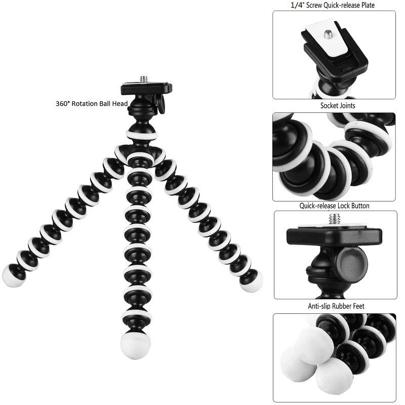 Bläckfisk flexibelt stativ gorillapod för telefon telefon mobiltelefon smartphone dslr och kamera bord skrivbord mini stativ