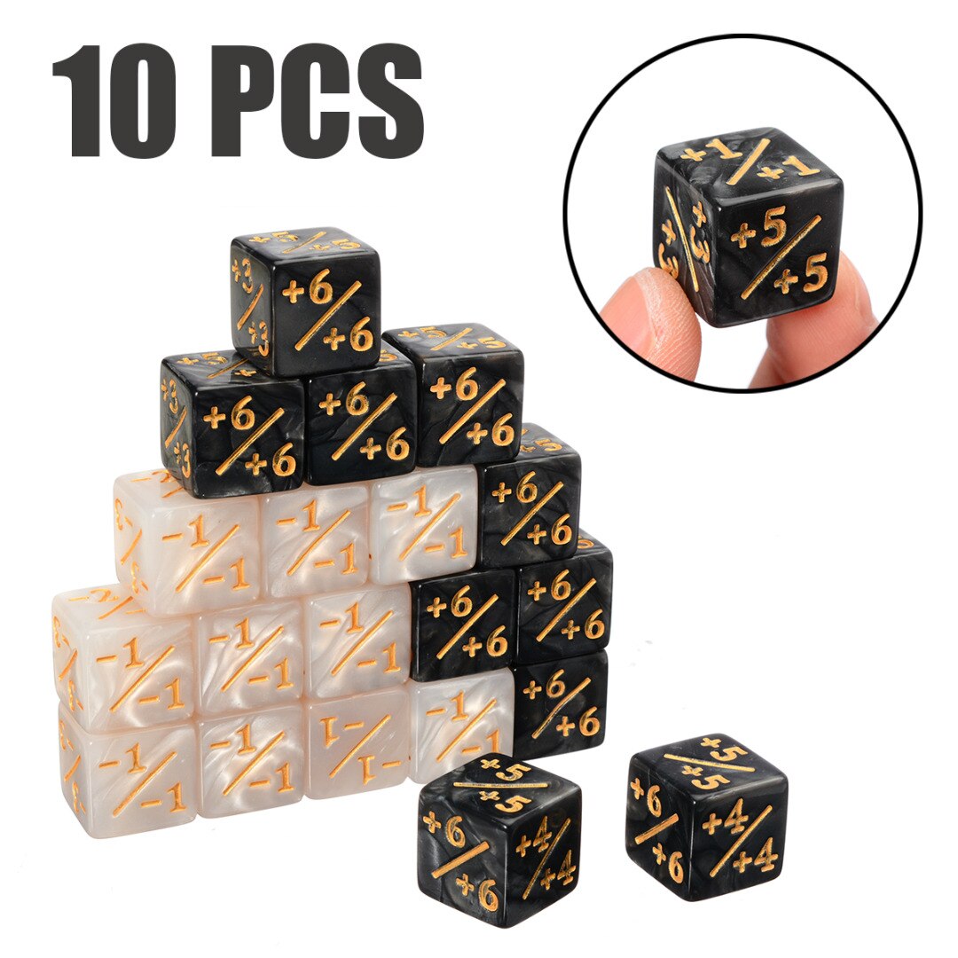 10 pz/set 14 millimetri 6 Lato Conteggio Dice Nero Bianco + 1/-1 Conteggio Dadi Giocattolo Per Bambini Interessante di gioco Del Partito Bar Dices