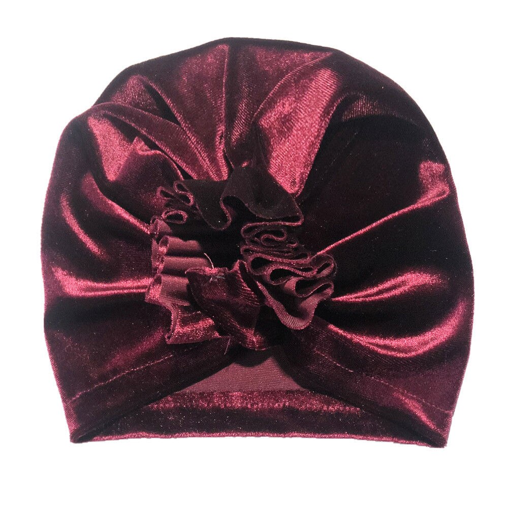 Nette Baby Mädchen Jungen Bogen Turban Hut Kleinkind Kinder Kopf Wrap Pleuche Stirnband Kappe 11 Farben Ein Stück: Burgunder