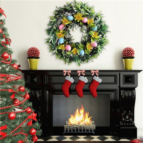 Pasen Zonnebloem Plant Garland Bunny Ei Kunstmatige Rotan Kransen Bruiloft Kerst Muur Deur Opknoping Hanger Woondecoratie