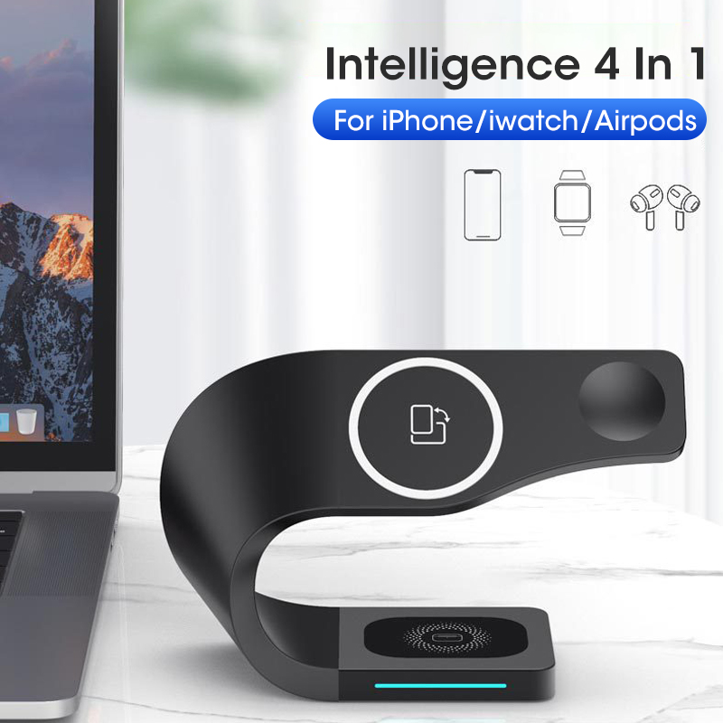 Qi Magnetische 4 In 1 Draadloze Oplader Voor Iphone 13 12 11 Mini Pro Max Horloge Inductie Snel Opladen Voor apple Horloge Airpods