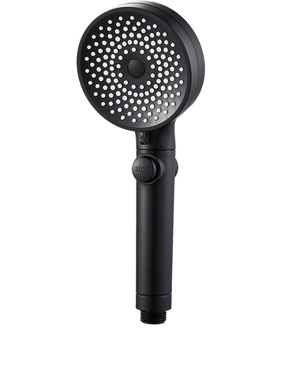 Wysokociśnieniowa głowica prysznicowa regulowana 3 tryby zielony czarny jeden klucz robić zatrzymania oszczędzania wody ręczny prysznic łazienkowy: czarny głowa