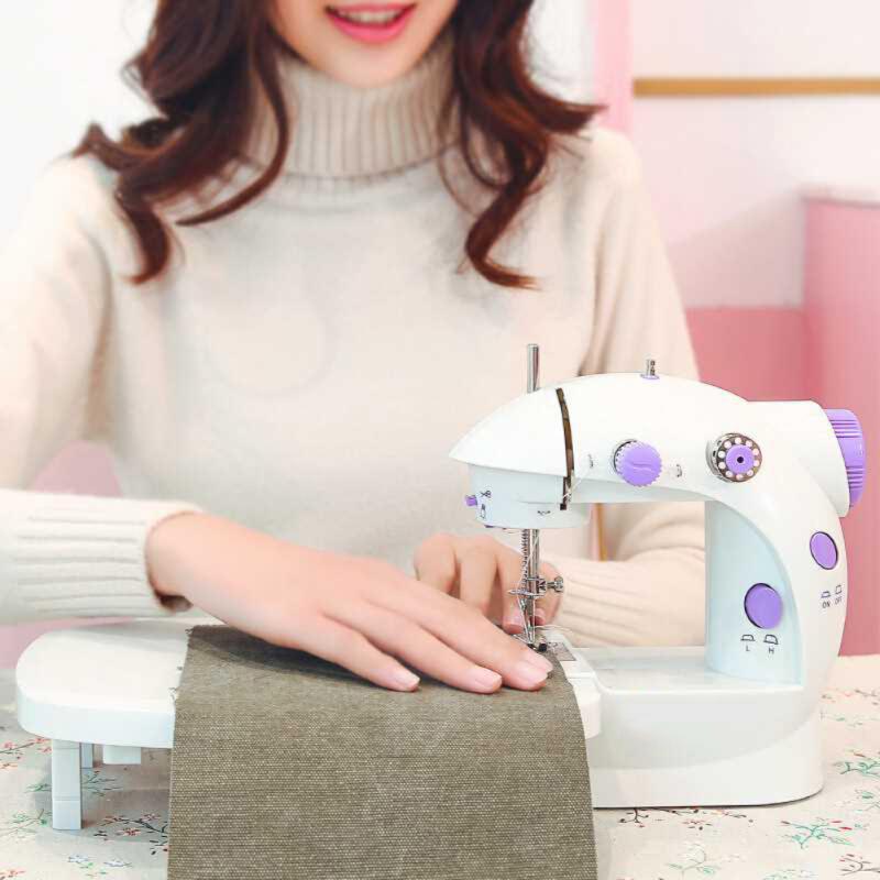 Portable Sewing Machine Mini Electric Household Crafting Mending Overlock 12 Stitches With Presser Foot Pedal Beginners