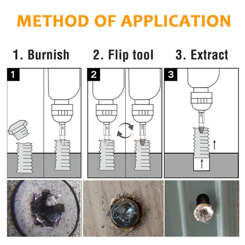 HHS Double Ended Screw Extractor Damaged Screw Extractor Drill Bit Extractor Drill Set Broken Speed Out Bolt Extractor Bolt Stud