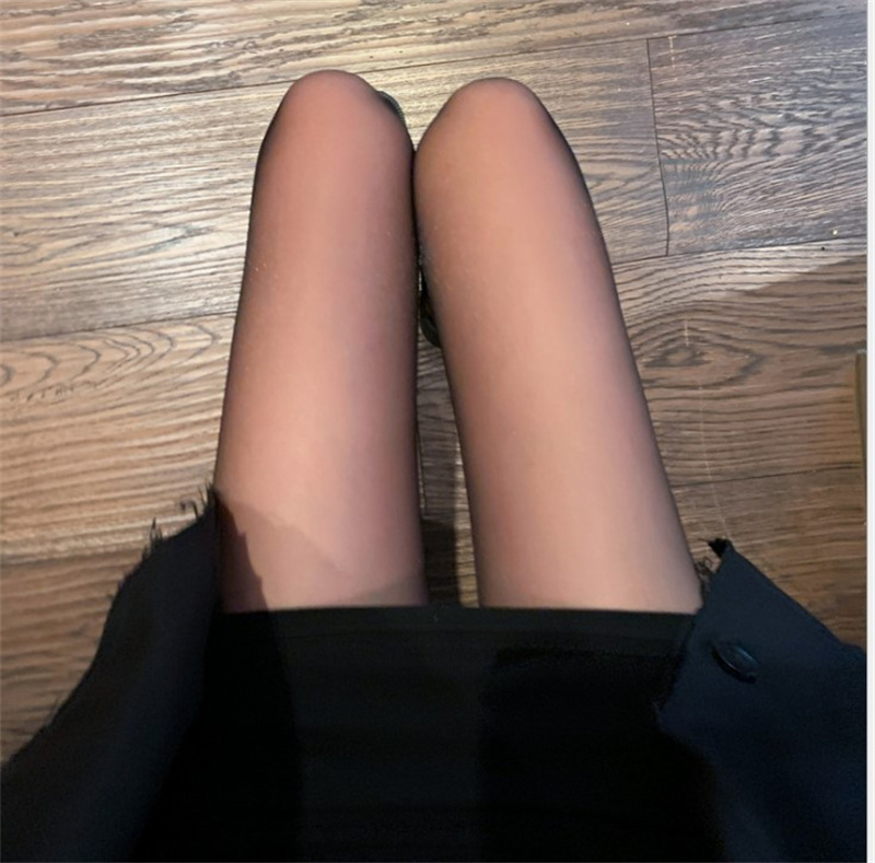 Pantimedias de seda brillantes para mujer, medias transparentes, ropa interior encantadora, medias altas hasta el muslo, Medias brillantes: Negro