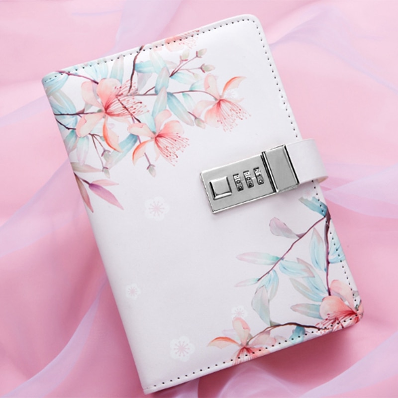 Notepad Sub-Notebook Diary with Lock Hand Book Password Lock Notebook Travel Planner Journal Student Girl Code Lock Note Books O