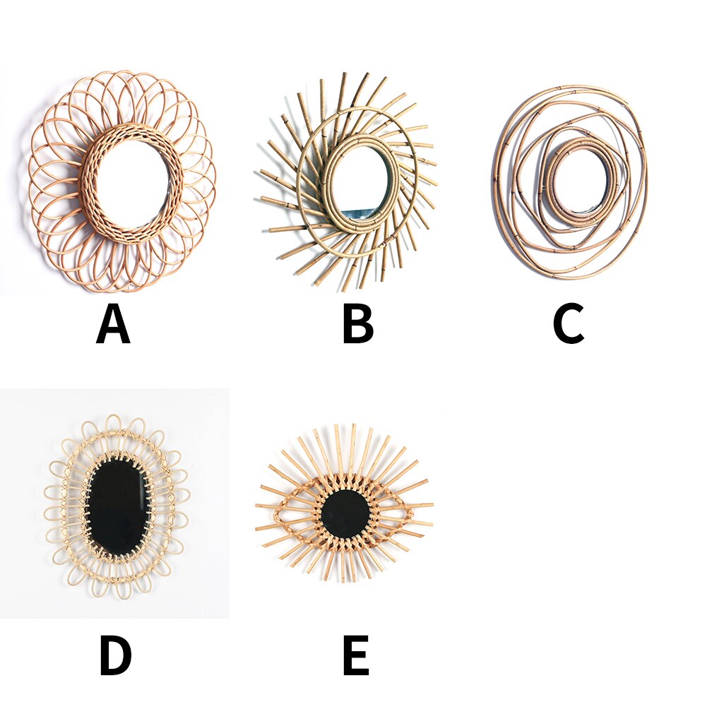 Rotan Gevlochten Art Wall Opknoping Fotografie Prop Dressing Woonkamer Decoratieve Spiegel Koffie Winkel Ornament Nordic Stijl Make-Up