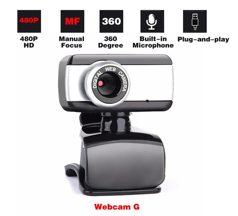 HD 1080P Webcam USB Mini Computer Camera Built-in Microphone, Flexible Rotatable for Laptops Desktop and Gamer for dropshopping: 480P G