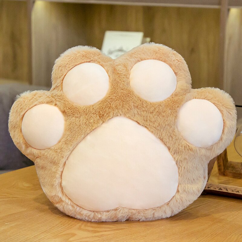 35*26cm Cute Cat Paw Warm Hands Pillow With Holes Colorful White Pink Grey Brown Animal Paw Cushion For Winter Christmas: Brown