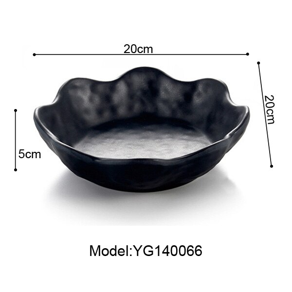 A5 mélamine vaisselle assiette à dîner assiette Larregular plat à soupe avec bouche mélamine porcelaine Imitation vaisselle assiette à rôtir: YG140066