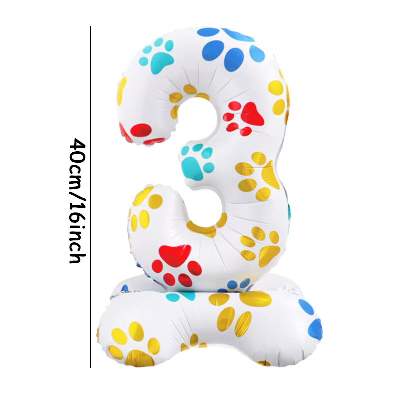 Globos de aluminio con patas de perro y animales para mascotas, globos de pie con números blancos de 16 pulgadas, decoración para de feliz cumpleaños, Baby Shower, 1 ud.: RUBY
