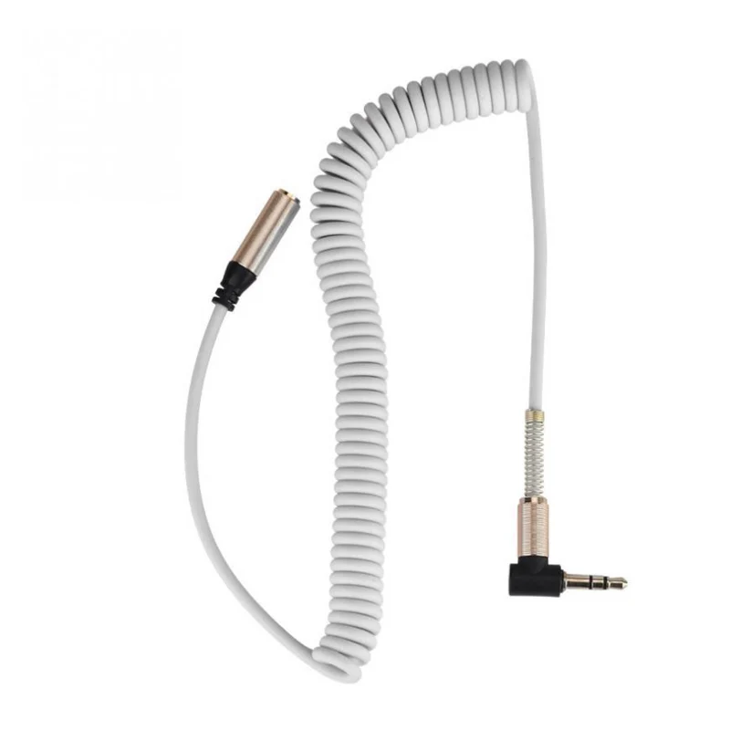 3.5mm Jack Male To Female Spring Aux Headphone Stereo Audio Extension Spring Coiled Spiral Stereo Audio Cable: WHITE