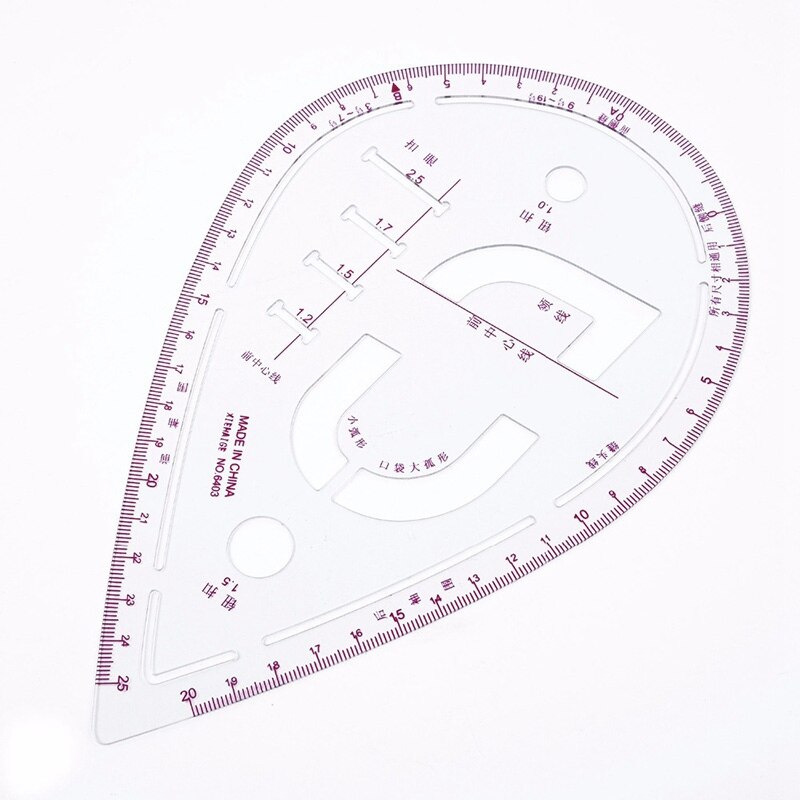 Juego de reglas de sastre para costura, regla de dibujo transparente, manga, brazo, curva francesa, rueda de paleta, 7 unids/set por juego