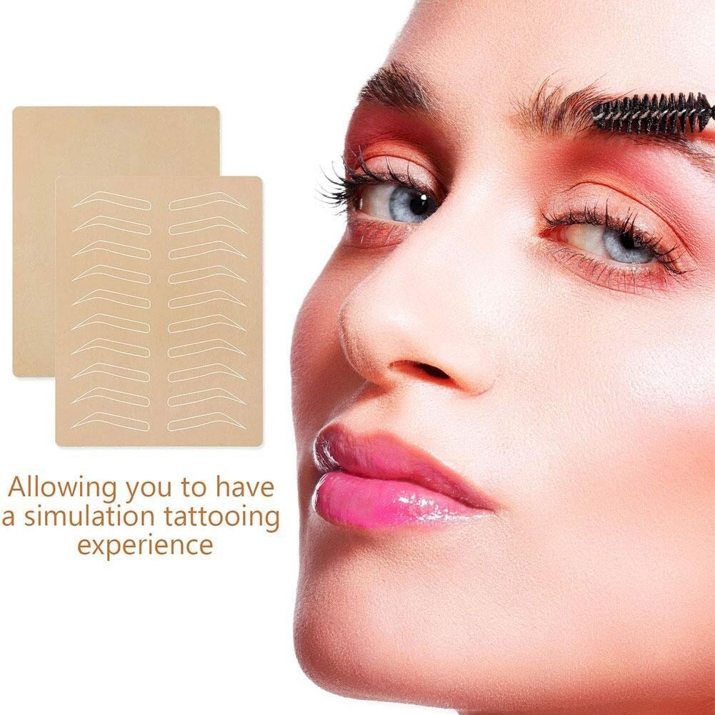 1 st microblading tillbehör ögonbryn träna latex hud permanent makeup ögonbryn tatuering inget bläck behövs punktlinje gummi material