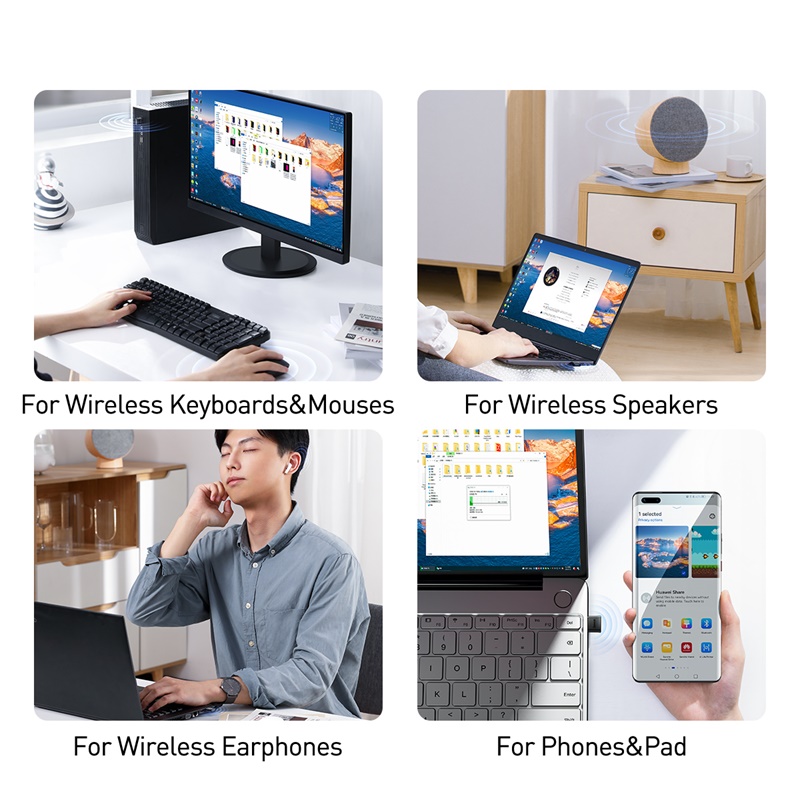 Baseus USB Bluetooth Adapter Bluetooth 5.1 Music Audio Receiver Transmitter For PC Speaker Laptop Wireless Mouse USB Transmitter