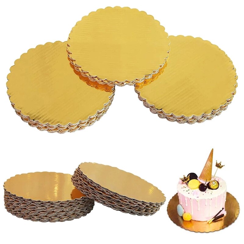8/10/12 Inch Round Disposable Cake Base Boards Paper Cupcake Dessert Display Tray Birthday Cake Pastry Cakeboard Decorative Tool