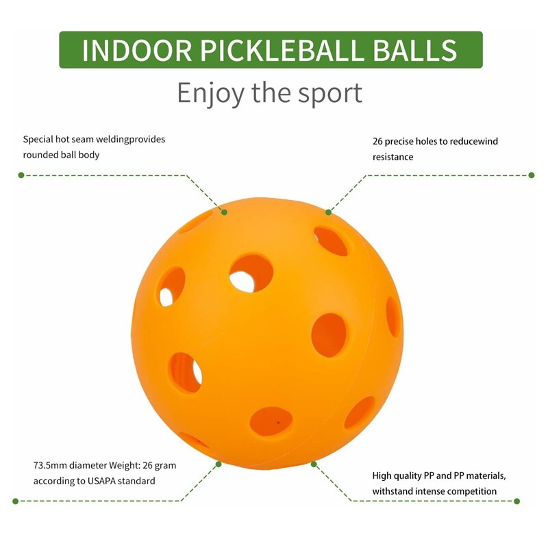 Bolas de decapleball indoor usapa paddle ball 26 buracos pickleball treinamento esporte prática plástico pickleball fluxo ar bolas ocas