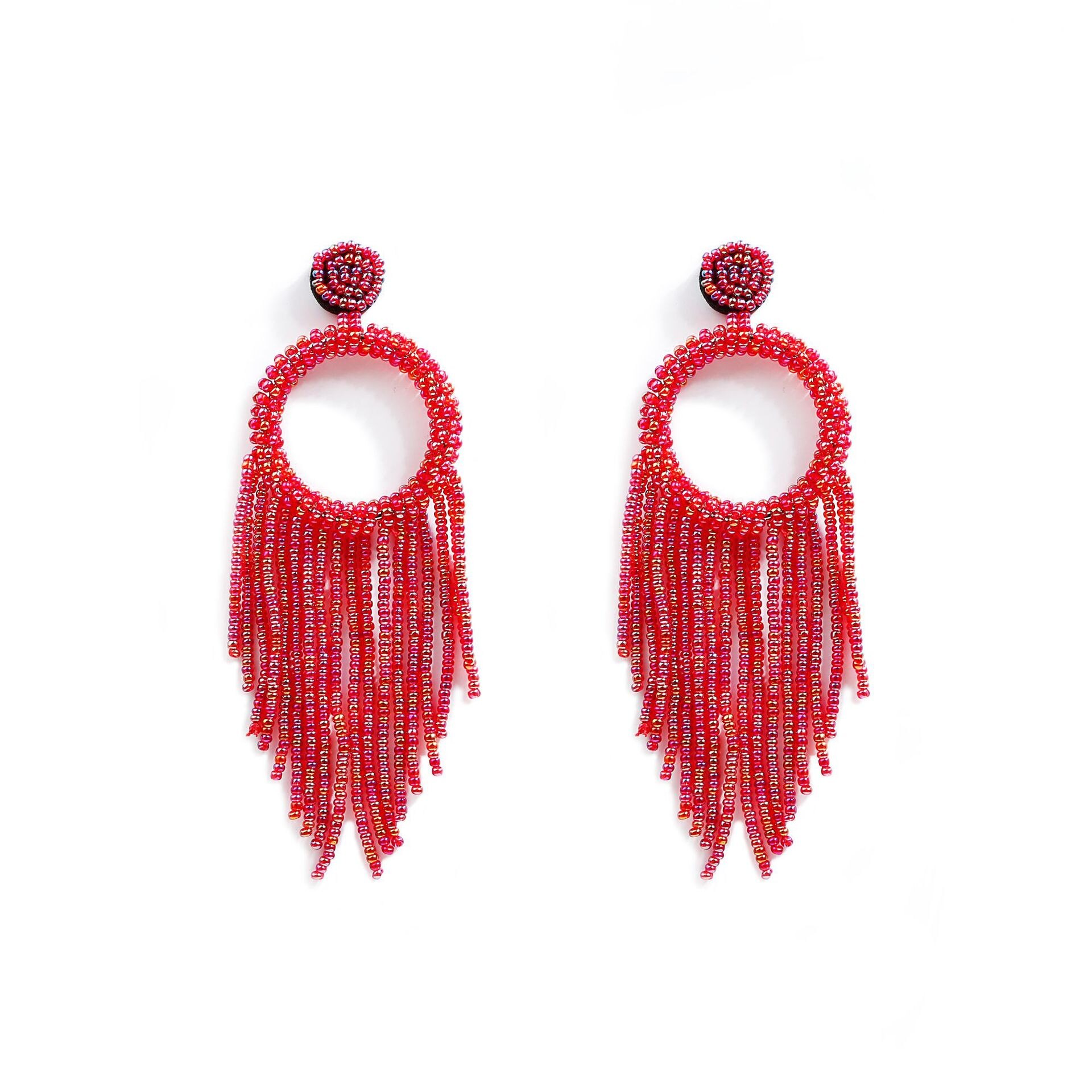 Pendientes bohemios hechos a mano con cuentas de arroz de colores, aretes con borlas, creativa, estilo étnico, pendientes con características para mujer: 12