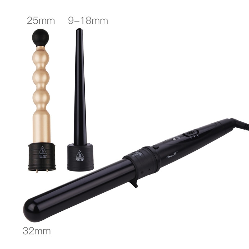 3 In 1 Temperature Control Styling Tools Ceramic Cone Hair Curling Iron Tong Electric Hair Curler Roller Curling Wand Waver 3536
