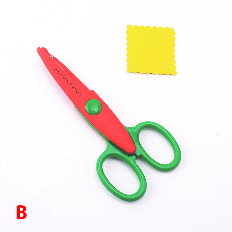 6pc/lot Children Kids Paper Craft Scissors 6 Cutting Patterns Curved Edges DIY Decorative Scissor For Scrapbook Album Photos: A