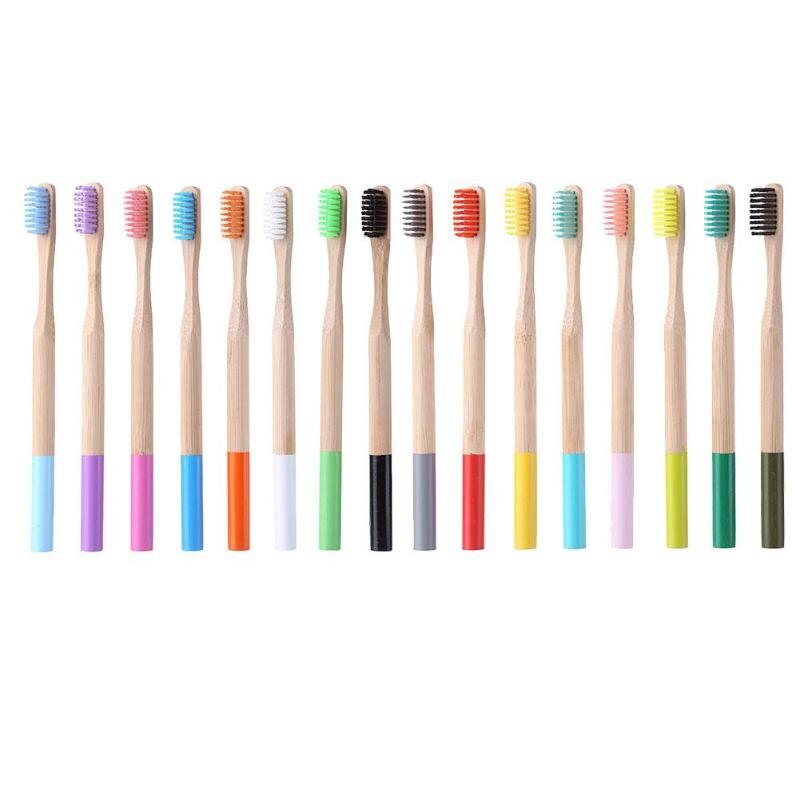 10-Pack Bamboo Toothbrush Medium Bristles Biodegradable Plastic-Free Toothbrushes Cylindrical Low Carbon Eco Bamboo Handle Brush