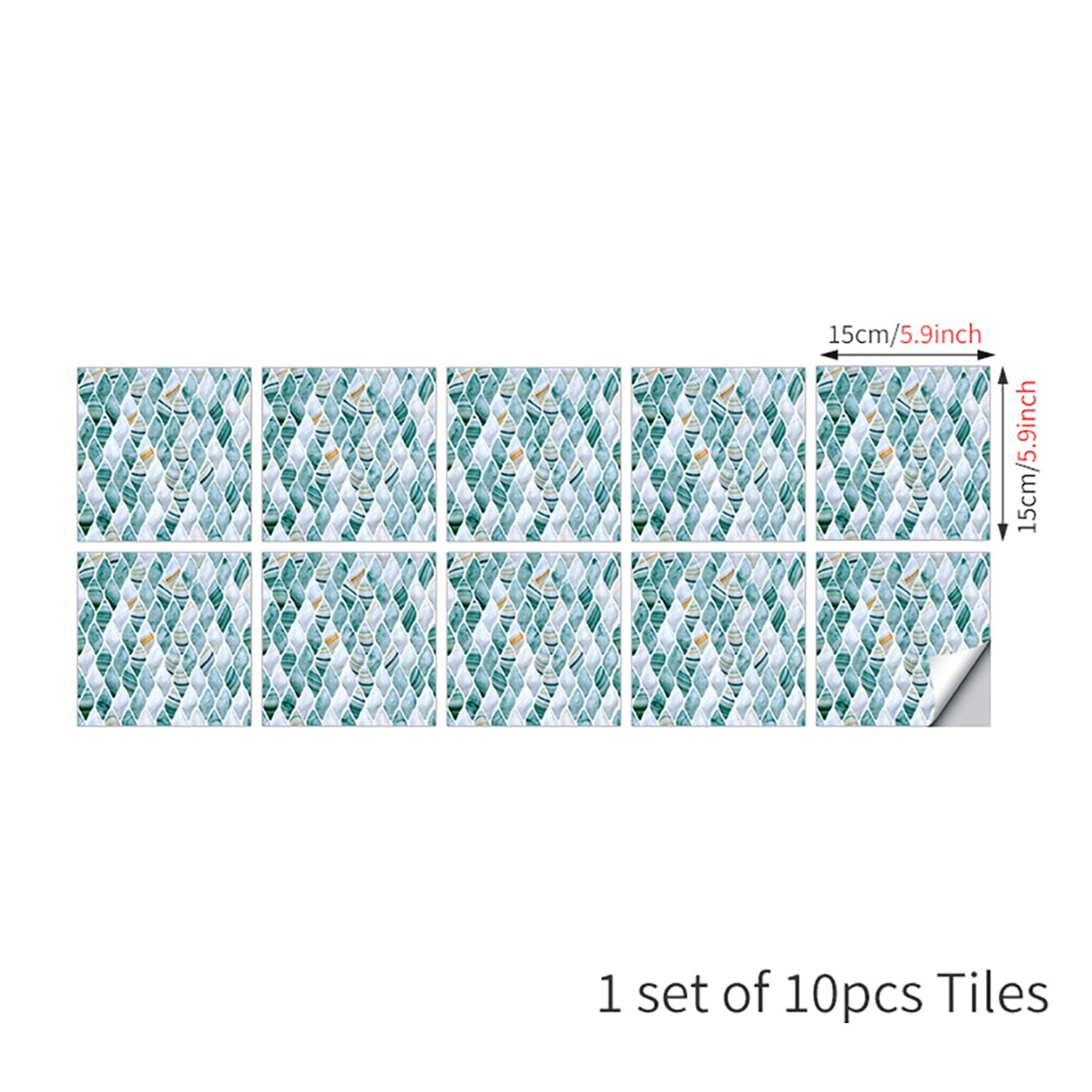 10 Stks/set Rechthoek Houtnerf Textuur Tegels Muursticker Keuken Olie-Proof Wastafel Tafels Home Decor Keramiek Art Behang: 15x15cm