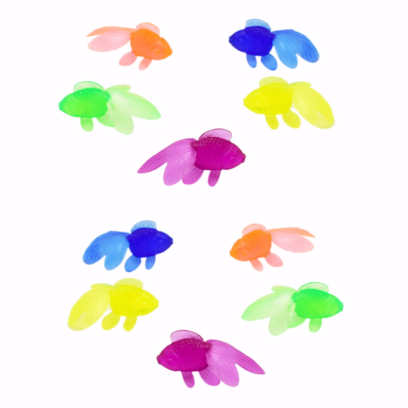 10 teile/los Weiche Gummi Gold Fisch Baby Bad Spielzeug Kleine Kunststoff Simulation Kleine Goldfisch Wasser Spielzeug Spaß Kinder Schwimmen Strand spielzeug