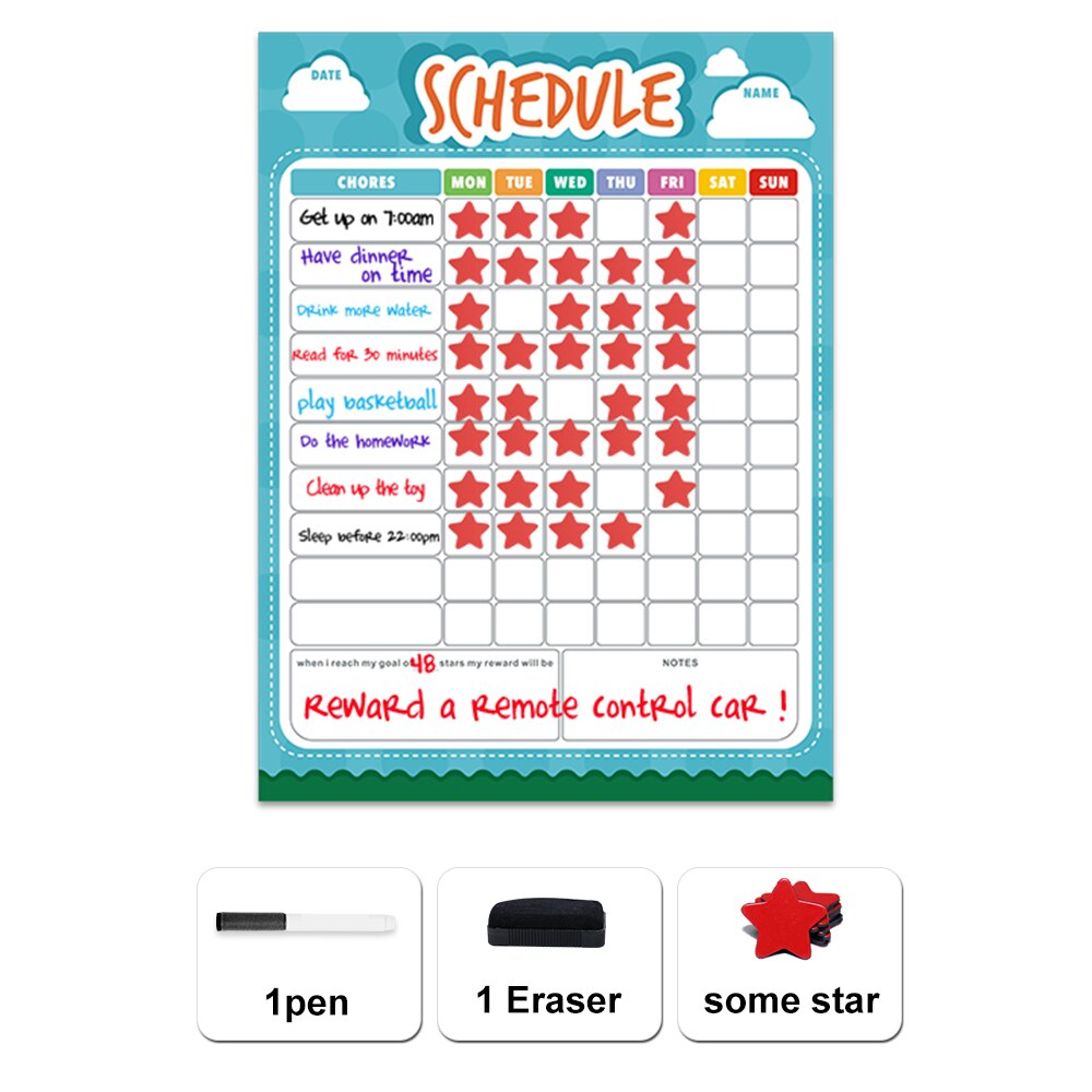 Magnetische freundlicher Kalender Verantwortung Diagramm Zeit Spielzeug 100 Stern Magneten zu Verfolgen ZeitpläNe Aufgaben Verhalten Belohnung Rekord Bord: 4030ZLB08