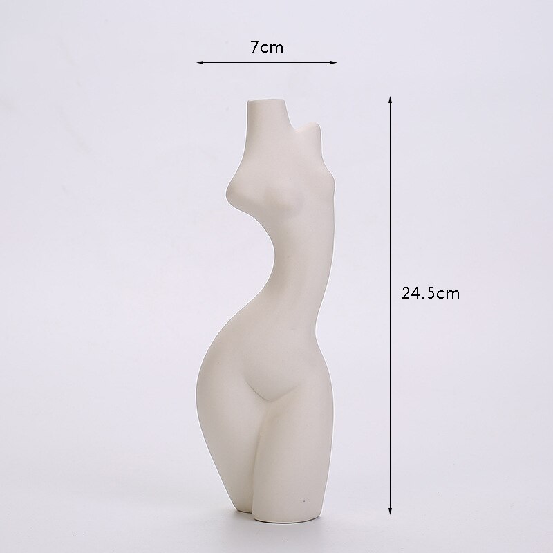 Vase en céramique pour femme, modèle de corps abstrait, décoration de salon, Pots de fleurs, Vases blancs décoratifs, accessoires de décoration pour la maison,: C