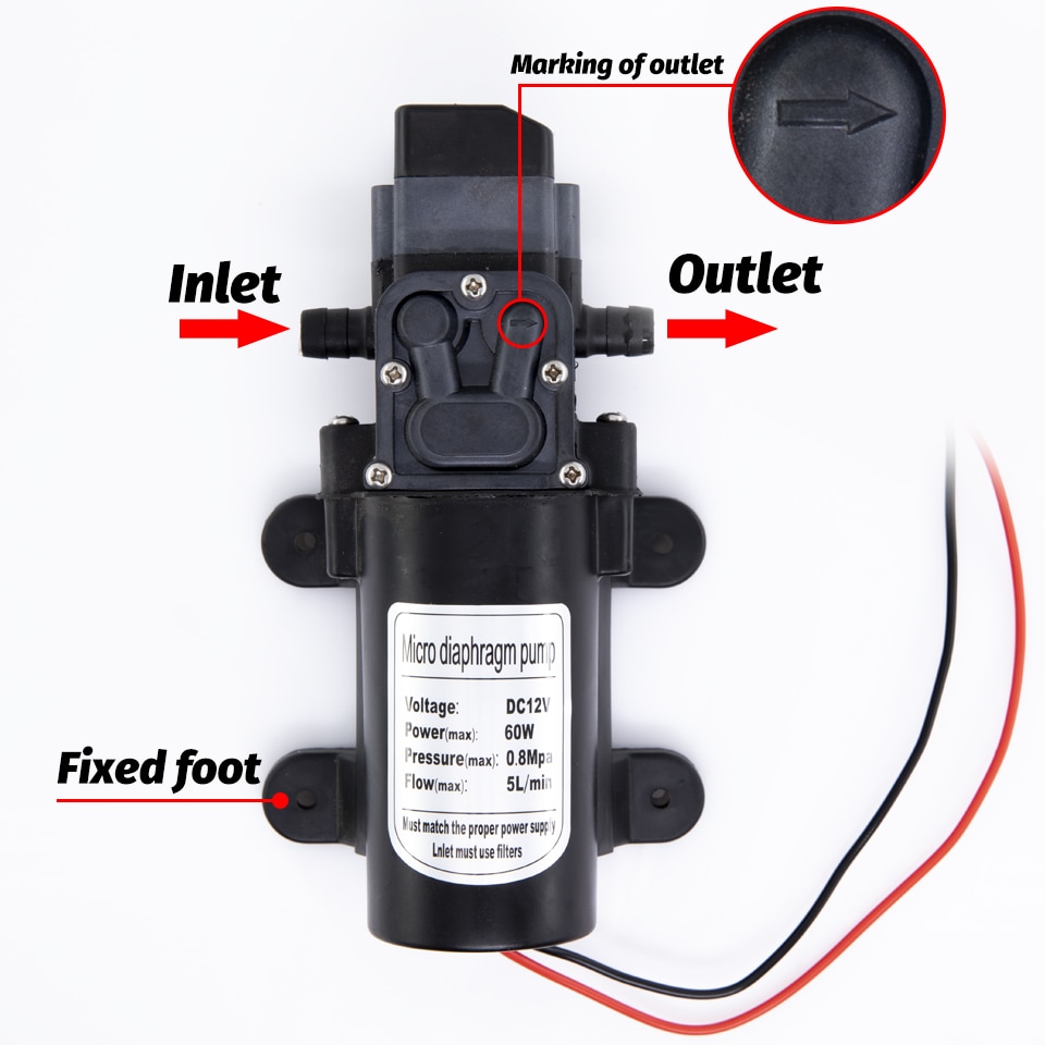 Diaphragm Water Pump DC 12V 80PSI 5L/Min Water High Pressure Self Priming Pump Automatic Switch