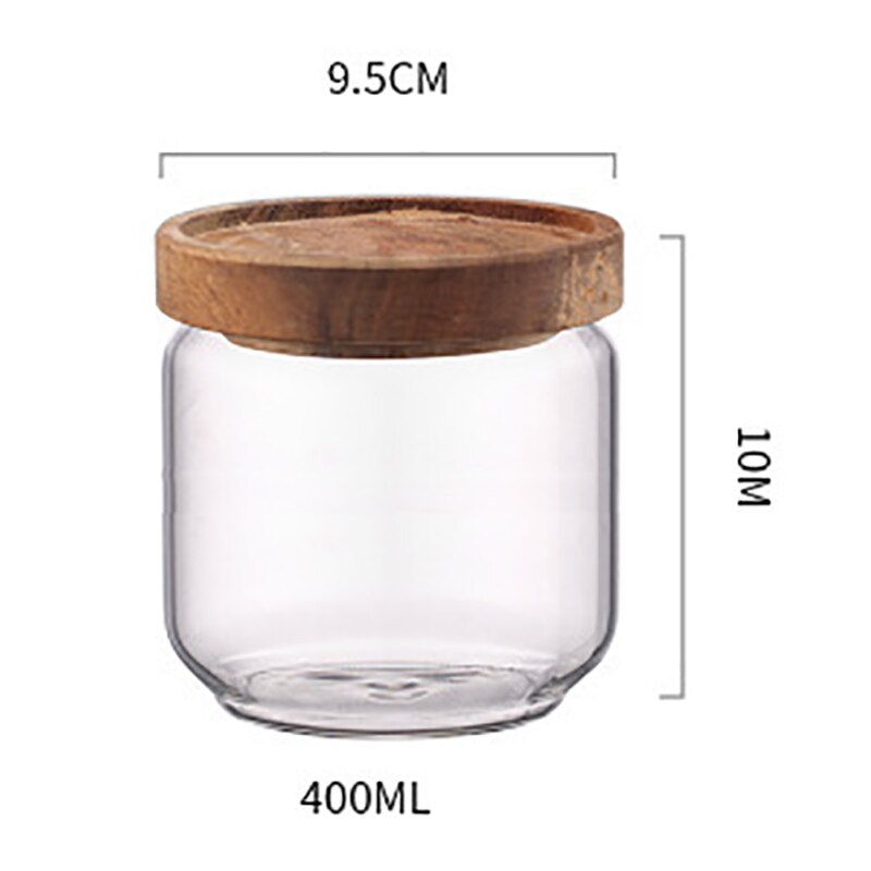 400 ML Holz Deckel Glas Luftdichten Kanister Küche Lagerung Flaschen Gläser Lebensmittel Container Körner Tee Kaffee Bohnen Körner Krug