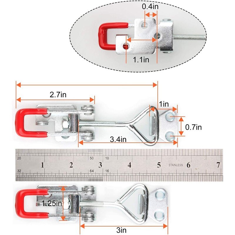 8Pcs Pull Latch Clamp,Adjustable Toggle Clamps Metal Draw Latch, Holding Capacity Latch Hasp Clamp for Door, Jig--4001