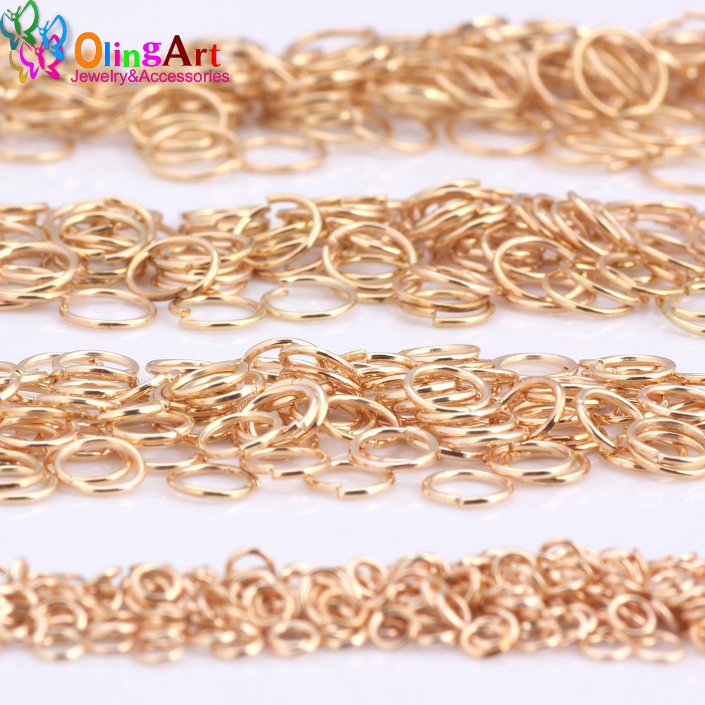 OlingArt KC Gold plating Ringetje 3mm/4mm/5mm/6mm/7mm /8mm link loop Mixed size DIY Sieraden maken Connector Draad diameter 0.7mm