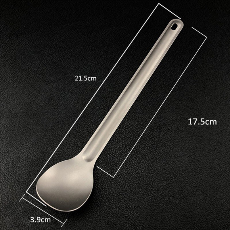 Utomhus titan sked lång skaft sked utomhus camping titan spork camping servis picknick sked med polerad skål