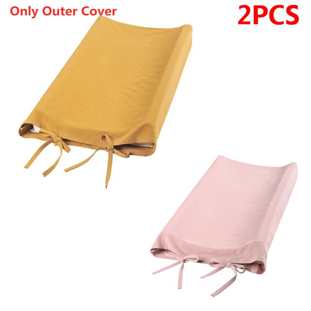 2PCS Baby Changing Table Pad Cover Breathable Infant Changing Board Mat Cover Baby Nursery Supplies For Baby Bebes Diapers Pad: Yellow Pink