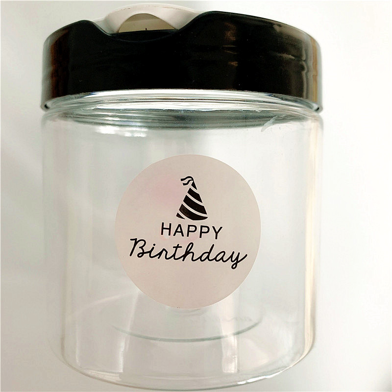100PCS/lot Round Happy Birthday Kraft paper Sticker for Handmade Products baking seal label