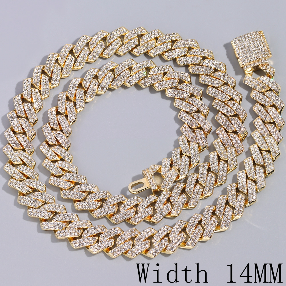 Collar de cadena de eslabones cubanos con punta de lujo para hombre y mujer, collares de cadena de tenis con racimo de circonita de cristal ostentoso, joyería de Hip Hop: 35 cm / Color acero