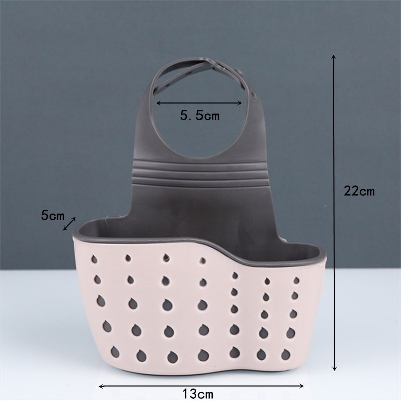 Sac suspendu d'évier, sac de rangement en caoutchouc, support de robinet, porte-éponge de savon, étagère de salle de bain réglable, fournitures d'accessoires de cuisine