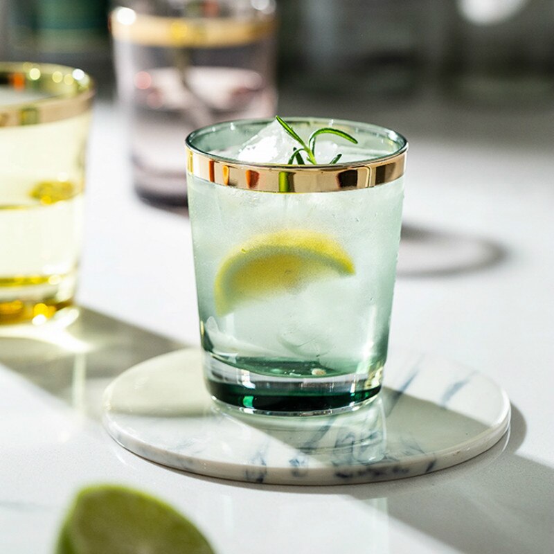 Vasos De cristal De colores pintados en oro para el hogar, vaso sencillo De whisky, nórdico, , para Cocina, Bar, comedor, EB5BL