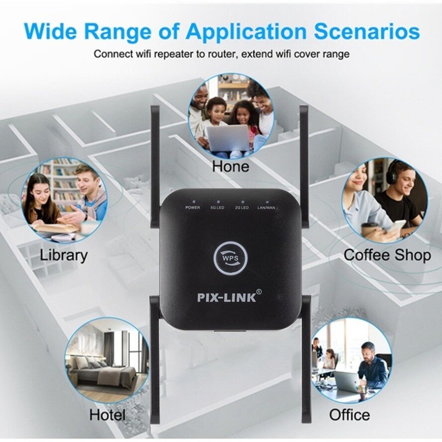 5G Wifi Versterker Wifi Repeater 5Ghz Wifi Lange Range Extender 1200M Draadloze Wi-fi Booster Thuis Wifi internet Signaal Versterker